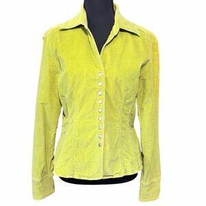 Live A Little Y2K Micro Corduroy Jacket Lime Green Snap Front Small western 90s